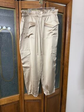 Women's Gold Cargo Jogger Pants with Pocket Detail, Banana Republic, BRAND NEW